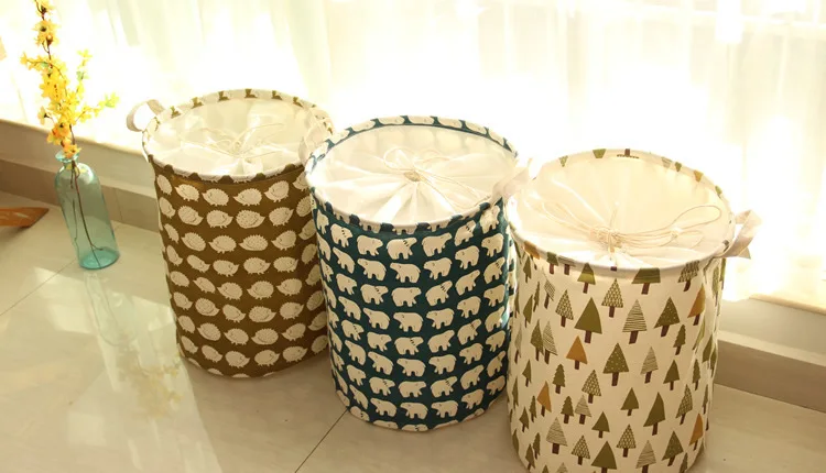 В Корейском стиле большой Ёмкость корзина для белья дом ткани чехол для хранения Печать Хлопок+ сумка для хранения белья
