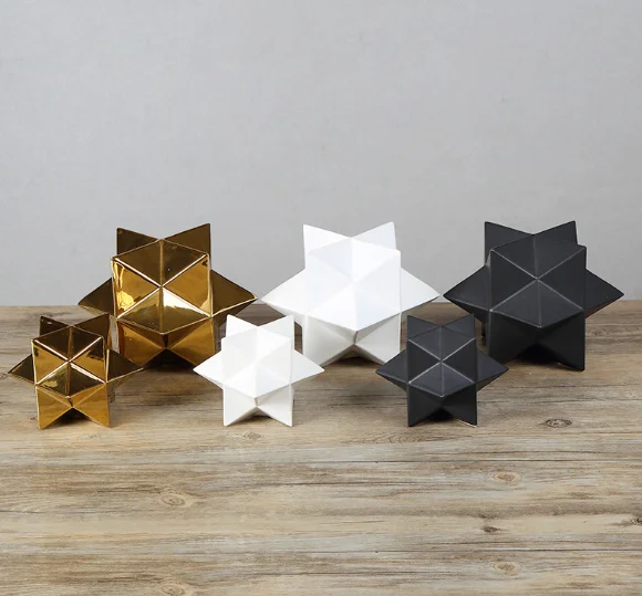 

Fashion Creative Geometric Three-pointed Star Ceramic Ornaments Nordic Style Modern Home Living Room Bedroom Decoration Q325