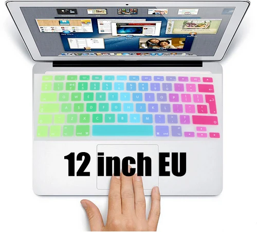 Градиентные цвета радуги силиконовые UK/EU/US макет Милая защита для клавиатуры ноутбука крышка наклейки для нового Apple Macbook 12 дюймов - Цвет: 12 inch EU