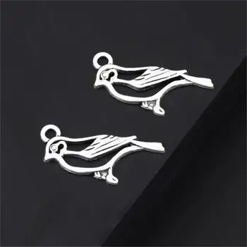

30Pcs Silver Color Bird Charms Making Lovely Animal Pendant Necklaces Bangle Parts Jewelry Dropshipping 27X12mm A3300