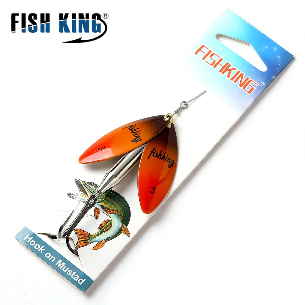 FISH KING Brass Material Long Cast Double Piece 10 Color With Treble Hook  Fishing Lure