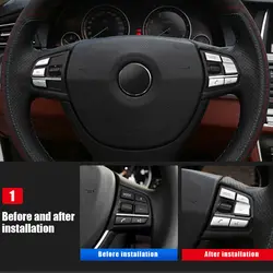 3D хром рулевое колесо, на одной пуговице, кнопка пуска интерьера пайетки панель вытяжки с декоративной планкой для BMW f10 5 серии 2011-17