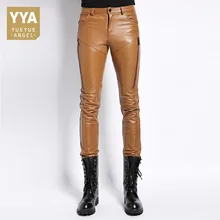 Мужские брюки из натуральной овечьей кожи, новинка, модные повседневные обтягивающие длинные брюки, мотоциклетные мягкие мужские брюки