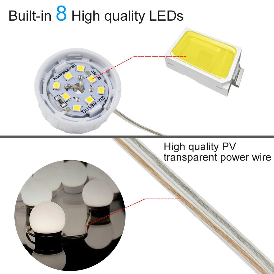 5 в питание от USB макияж свет 6 10 14 светодиодный набор ламп для зеркала сенсорный Диммируемый косметический свет голливудское Зеркало макияж bombillas