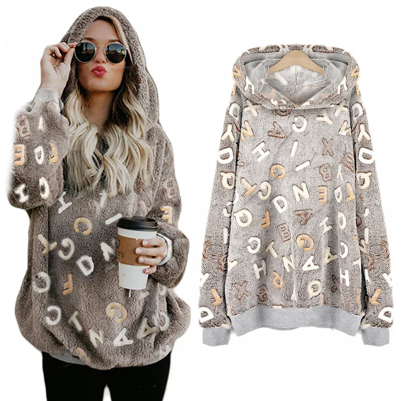 

winter girls warm comfortable casual woman sweatshirt hotan style letter pullover fleece female sweatshirt