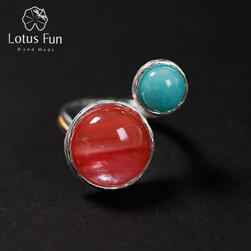 

Lotus Fun Real 925 Sterling Silver Natural Stone Creative Handmade Designer Fine Jewelry Candy House Rings for Women Bijoux