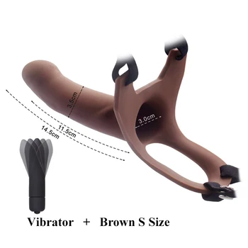 Big Size Silicone Strap on Dildo for Men Realistic Penis Extender Enlarger Male Hollow Strapon Dildo+Bullet Vibrator Sex Product 6