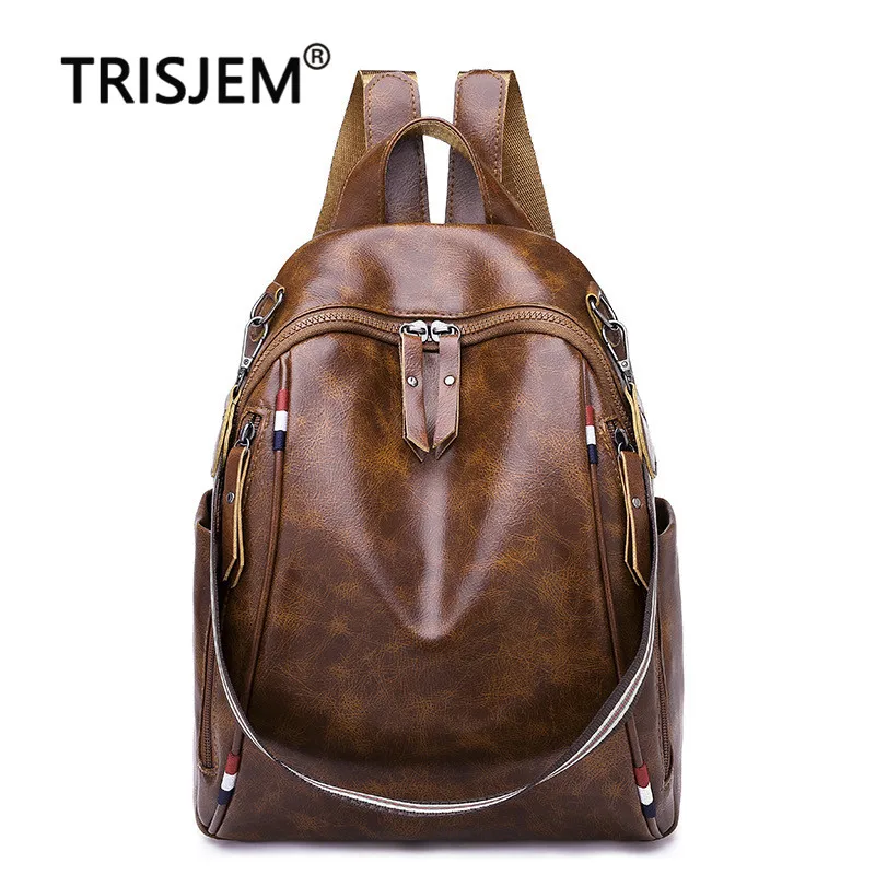 

Vintage PU Leather Female Backpack Women High Quality Fabric Leisure School Backpack For Girls Strap Shoulder Bag Woman 2019