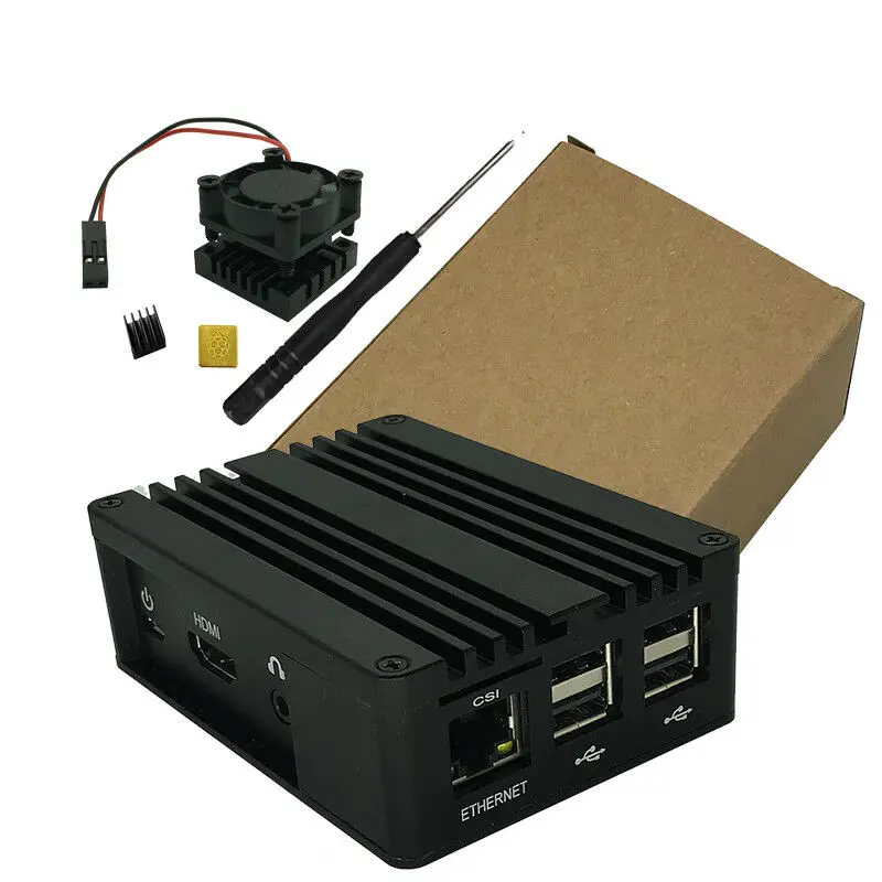 

Dust Case cover Chassis Shell&Cooling Fan For Raspberry Pi 3B+/Asus GPIO Thinker Protector case with Heatsink Screws for Pi 2 3B