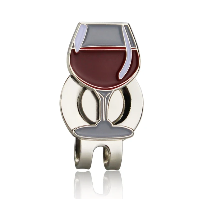 US $2.00 Wine Glass Golf Ball Marker  Magnetic Hat Clip