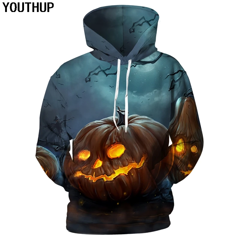 YOUTHUP 2018 Male 3d Hoodies Men Hooded Hoodies Halloween Sweatshirts