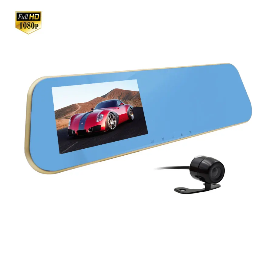  Car Dvr Camera Novatek 1080P Car Blue Rearview Mirror Full HD Digital Video Recorder Dual Cameras Auto Dash Cam Camera Dvr  8136 