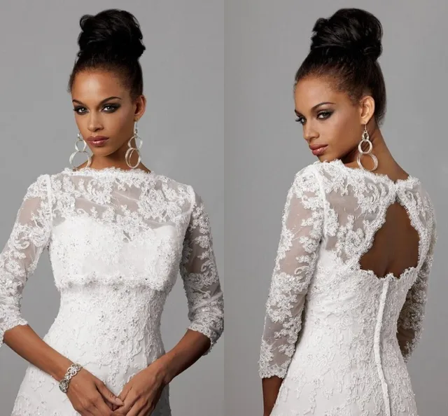 Lace Bolero Wedding Coat Hot Sale High Neckline White