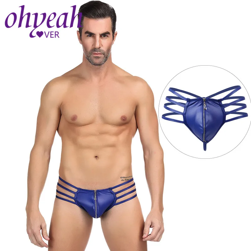 Ohyeahlover Мужское нижнее белье с кожаным бантиком открытым задником g стринги для