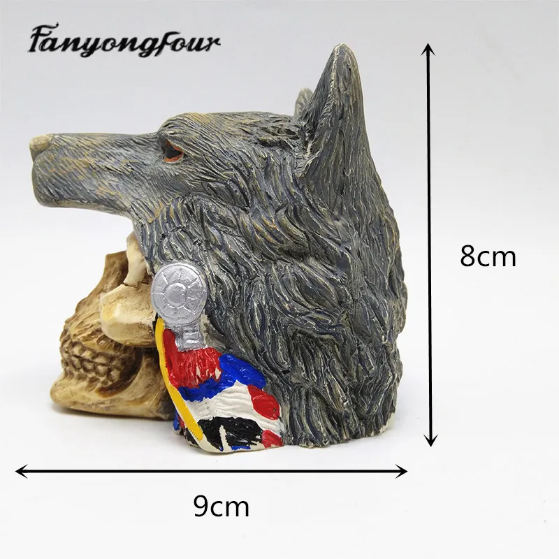 3D Wolf Skull силиконовая форма для выпечки торта из смолы гипса шоколада свечей