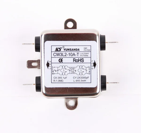 

Power Filter CW3L2-10A/6A/3A/20A-T Double Pole Insert Type