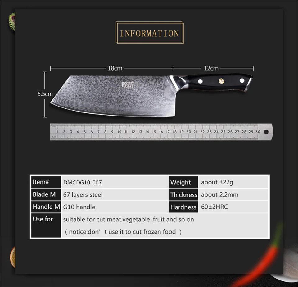 FINDKING G10 ручкой нож Дамаск 7 дюймов профессиональный нож мясника 67 слоев дамасской стали кухонные ножи