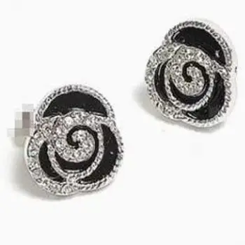 

2020 New Milan Fashion Design Flower Earrings Rose Small Genuine Earrings Crystal Enamel Earrings Wholesale Gifts