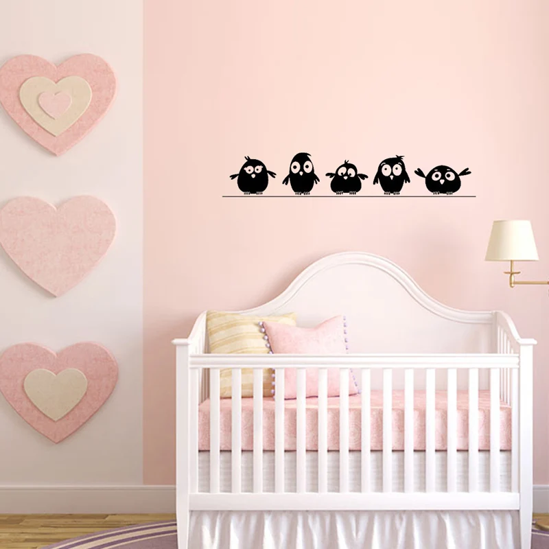 Wall Sticker Wall Stickers Lovely Five Birdies Wall Sticker Kids Rooms Living Room Background Decoration Mural Art Decals Cute Bird Stickers For Home Decor