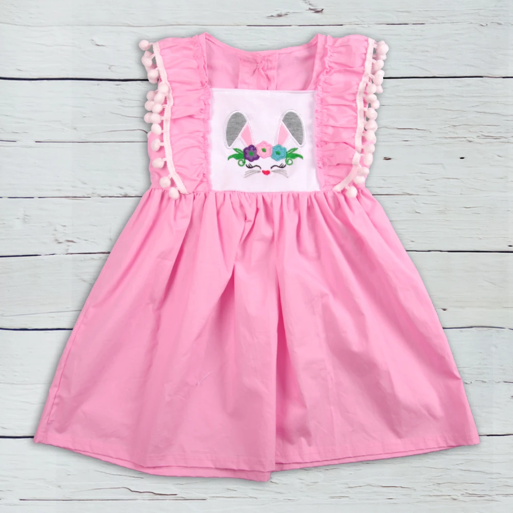 Пасхальное Эксклюзивное платье для маленьких девочек, детская одежда, хлопковая детская одежда, новейшее платье с вышивкой для Пасхи, LYQ811-374