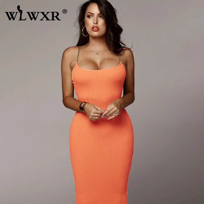 WLWXR сексуальное облегающее платье на тонких бретельках для женщин с