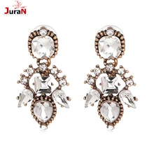 JURAN New Fashion Statement Jewelry Full Crystal Big Drops Earrings Trendy Luxury Elegant Dangle Earring For Women J50230