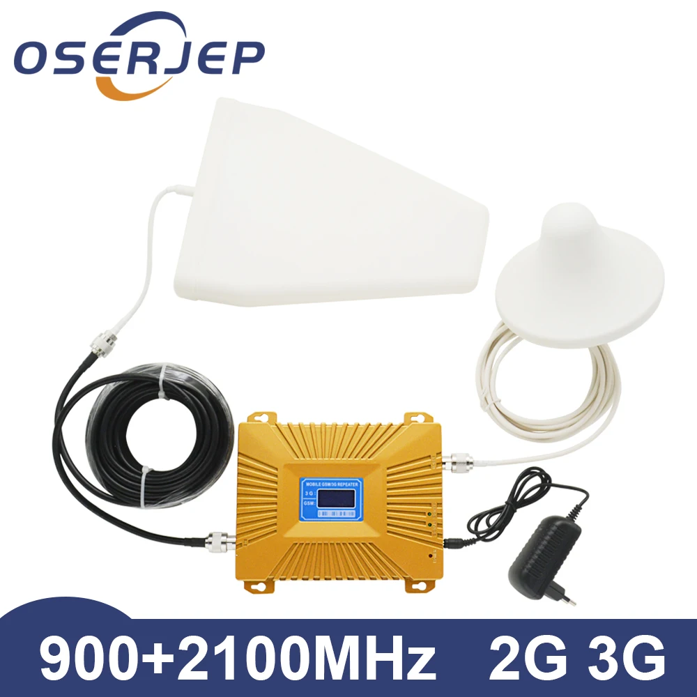 

UMTS Gsm 2g 3g 4g WCDMA 2100mhz 900mhz Smart Dual Band 900 2100 Repeater Cell Mobile Phone Signal Booster Amplifier LCD Display