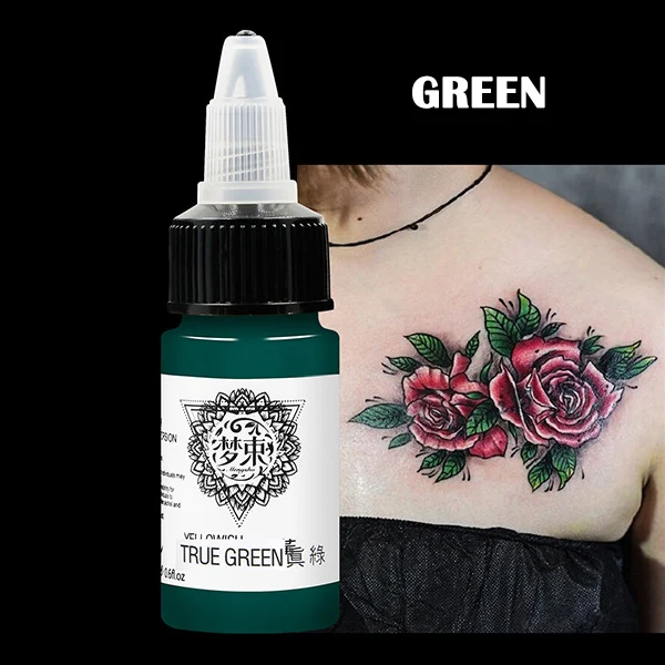 Лучший 18 мл полу-пигмент для татуировок легко цветные чернила для перманентного макияжа QQ99 - Цвет: green