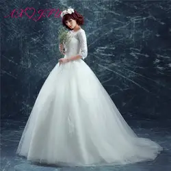 AXJFU принцесса невесты кружева свадебное платье тонкий слово маленький хвост свадебное платье цветок кружева свадебное платье Новинка 2211 S