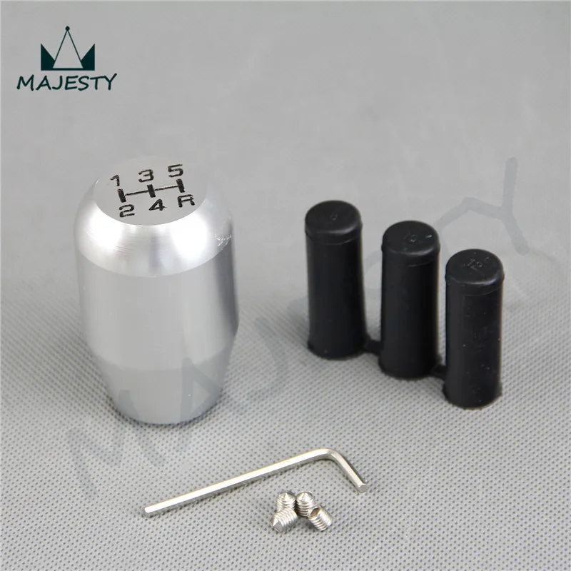 UNIVERSAL ROUND ERGONOMIC MANUAL STICK SHIFT KNOB ALUMINUM FINISH GEAR