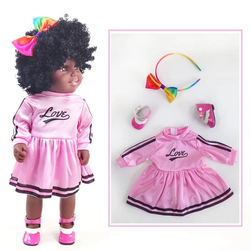 

African Black Doll 45cm New Arrival Handmade Silicone Vinyl Lifelike American Toddler Girl Reborn Baby Dolls toys gift
