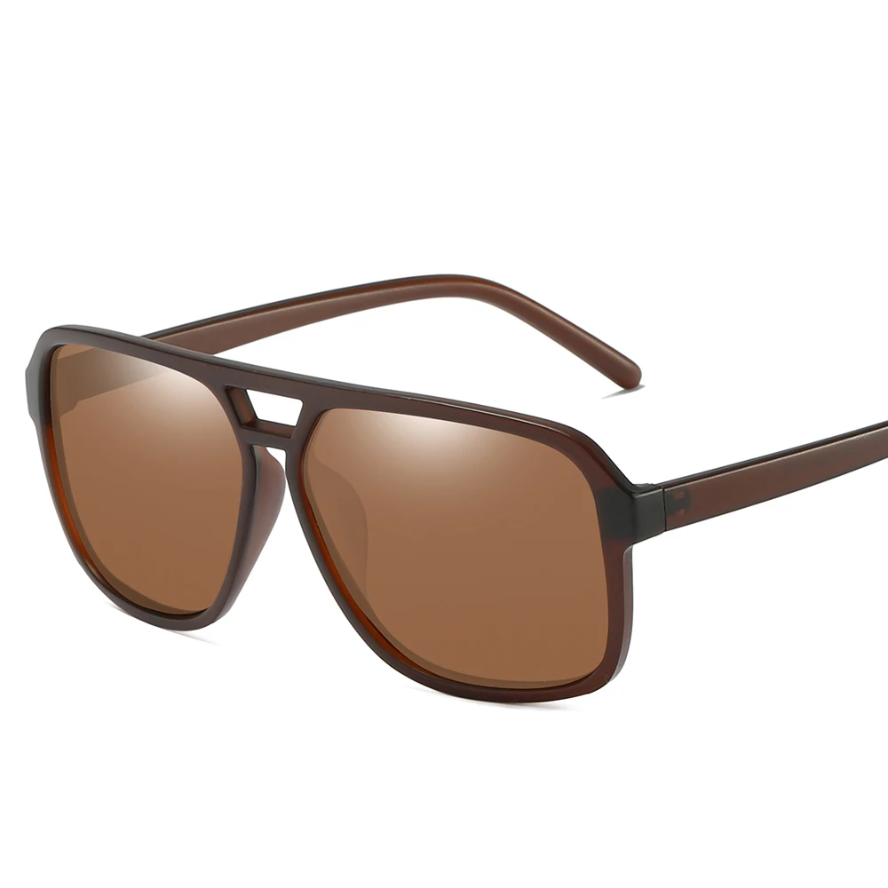 Ruosyling UV 400 Polarized Men Sunglasses Square Driving Fashing Vintage Sunglasses Retro Luxury Brand Matte 80s Sunglasses - Цвет линз: Brown