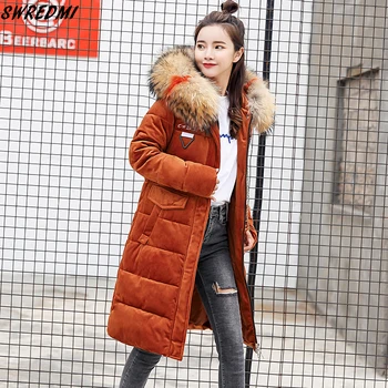 

SWREDMI Winter Coat Women 2019 New Fashion Thick Warm Female Jacket Plus Size 3XL Cotton Padded Parkas Hooded Students Overcoat