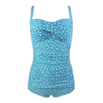 

50s Retro Floral Vintage Floral Women's One Pieces Swimwear Plus Size Ruched Maillot Front Twist Adjustable Shoulder Straps