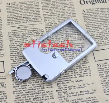 

by dhl 50pcs X3 X6 Card Led Magnifier With LED Light Leather Case Magnifying Glass Ultra-Thin Portable Square Loupe