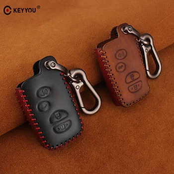 

KEYYOU Remote Leather Car Key keychain Case Cover For TOYOTA Avalon Camry Corolla Highlander Hybrid RAV4 Sequoia Venza Prius