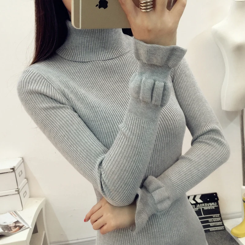 QIAOYI JIA Knitted Slim Warm Turtleneck Sweater Women 2017 Autumn Winter Sweaters And Pullovers Female Jumper Pull Femme | Женская