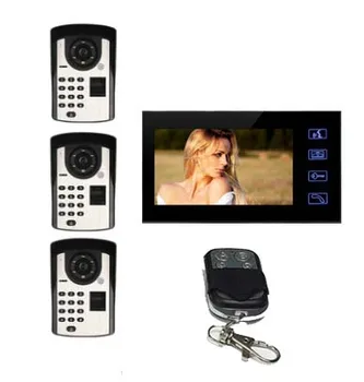 

MOUNTAINONE 7" Screen Video Door Phone Doorbell Intercom System+Waterproof Fingerprint Code Keypad Remote Access Door Camera 3V1