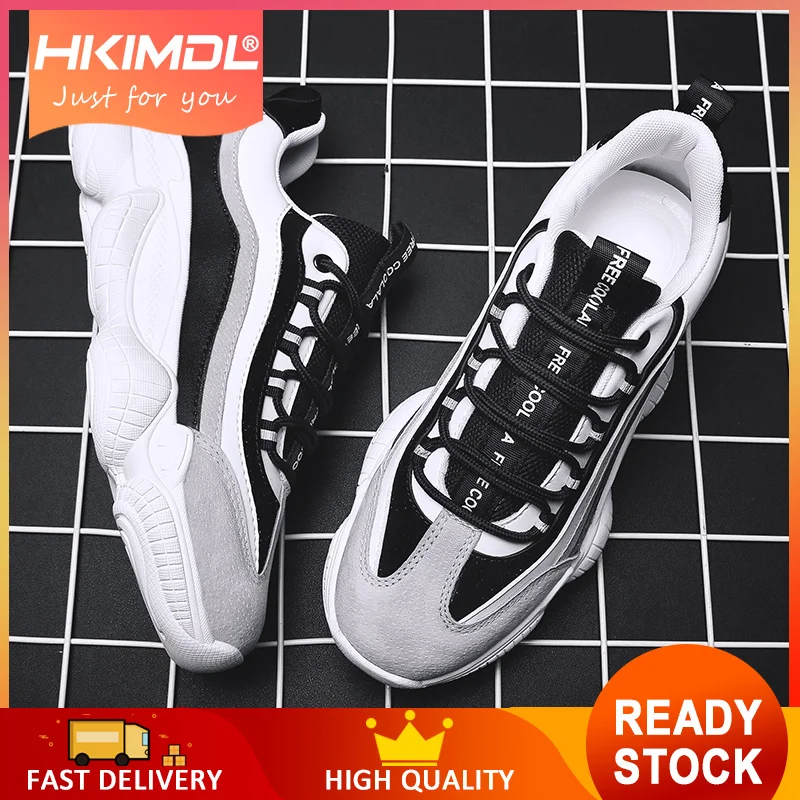 

HKIMDL 2019 New Shoes Men White Breathable Autumn Summer Lace-UP Casual Men's Sneakers Fashion Non-slip Male Shoes