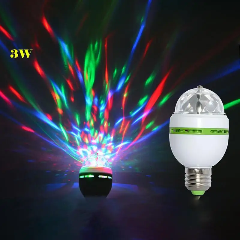 Мини E27 3W светодиодные сценические лампы RGB с автоматическим вращением проектор