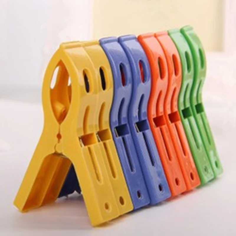 4Pcs Plastic Towel Pegs Clips Outdoor Hanging Drying Bed Sheets Clothes Clips 