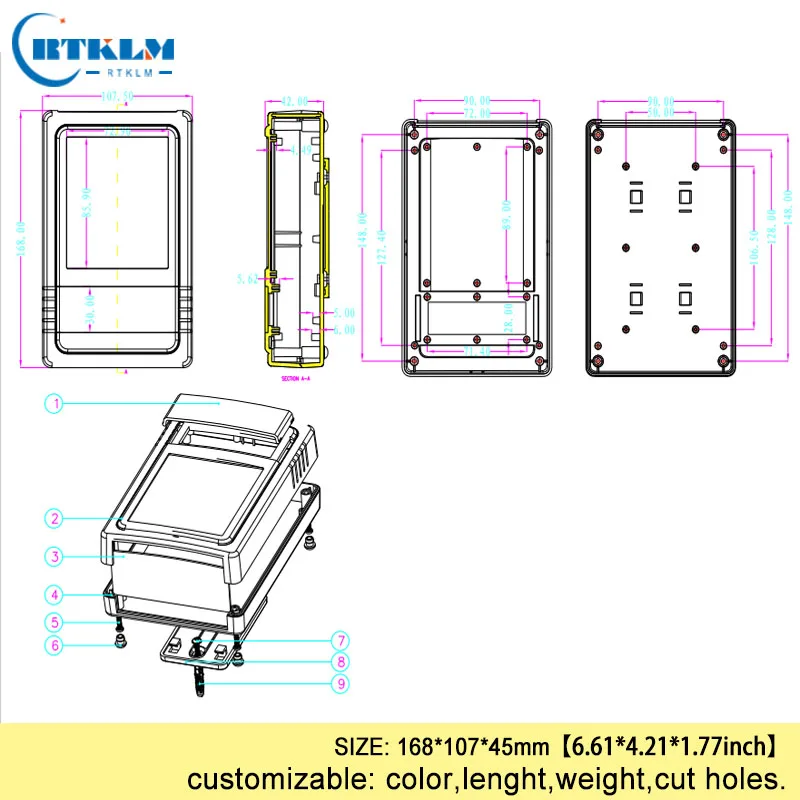 Пластиковый корпус для настенного монтажа diy Распределительная Коробка abs пластиковая коробка электронный проект 168*107*45 мм электронный выходной чехол pcb