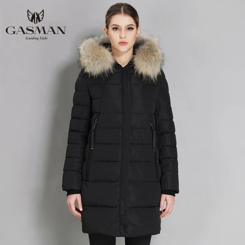 GASMAN 2019 Winter Women Down Jacket Brand Hooded Down Parka For Women Female Overcoat With Natural Fur Collar Plus Size 5XL 6XL