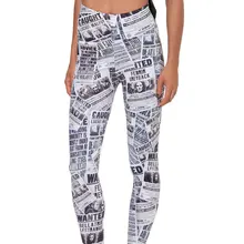 3D Печати Газеты Шаблон Леггинсы Для Женщин Jeggings Черный Белый Панк-Рок Приключения Время Calzas Леггинсы Готический Фитнес