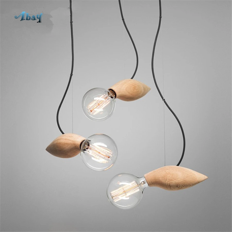 

art deco Bees Wood Pendant Lights kitchen bar living room decoration Minimalism home decor hanging wood lamp led light fixtures