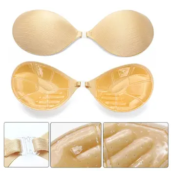 

Womens Drawbench Strapless Invisible Bra Backless Adhesive Sticky Nipple Cover Hand Shaped Pad Front Closure Wedding Breast Pad