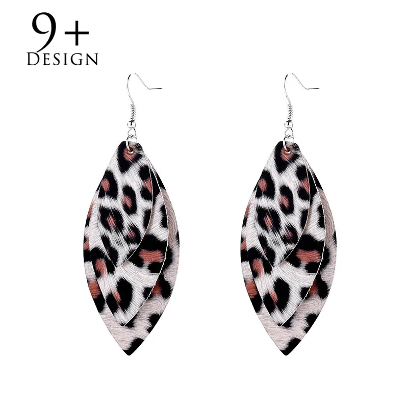 

2018 Minimalist Earring For Women Classic Long Leaf Pendant Leopard Dangle Earrings Jewelry Gift Party Leather Earrings Bijoux