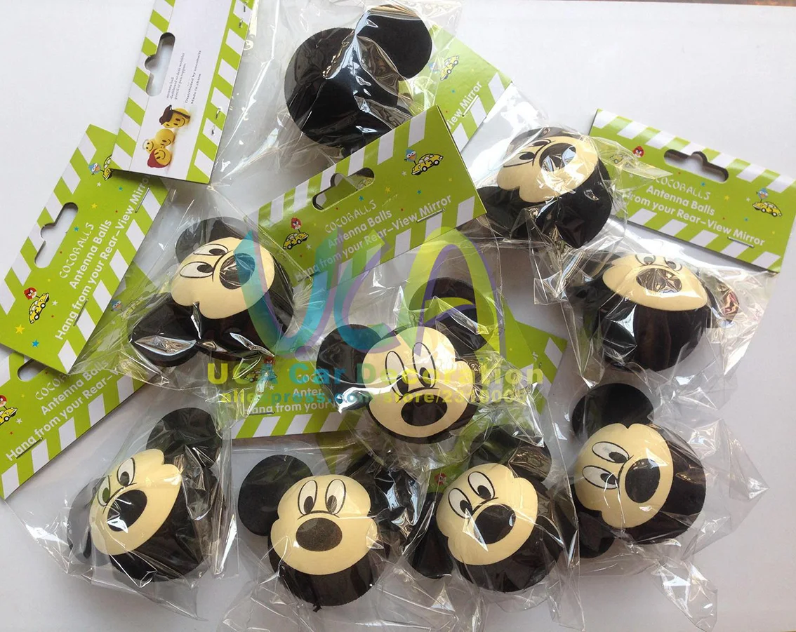 Black Mickey Head Beige Face Minnie Little Cute Adorable Cartoon Doll Antenna Balls EVA Aerial Toppers Decoration Roof Ornament