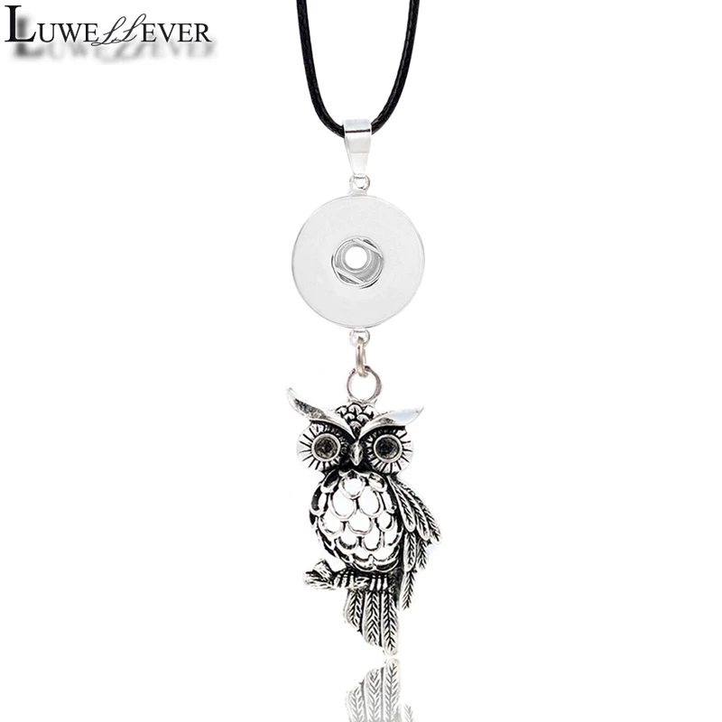 

Metal Owl Elephant Interchangeable Ginger Necklace 012 Fit 18mm Snap Button Pendant Necklace Charm Jewelry For Women Gift