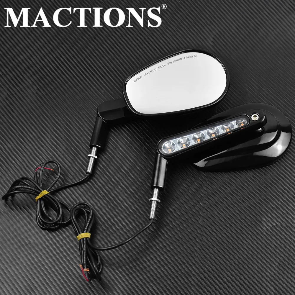  Black Rear View Mirror LED Turn Signals Light For Harley Sportster XL 883 1200 Touring Electra Glid - 32882543095